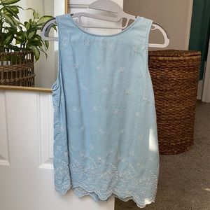 LOFT chambray embroidered tank, XS